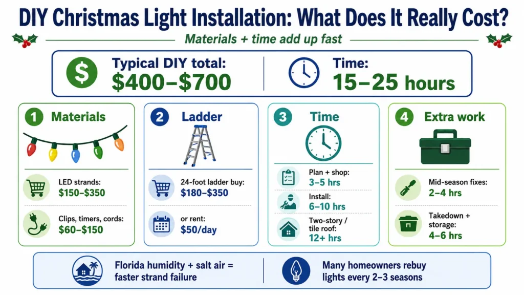 Professional Christmas Light Installation vs DIY - What Does DIY Actually Cost