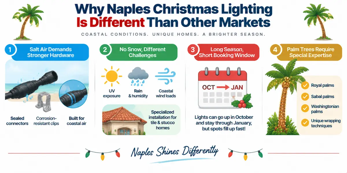 Why Naples Christmas Lighting Works Differently Than Other Markets